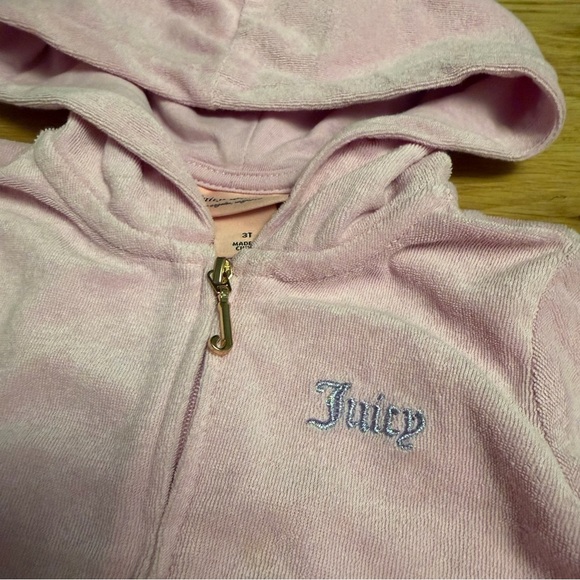 Juicy Couture Toddler Pink Velour Hoodie 3T Rhinestone Mommy & Me - Picture 4 of 9